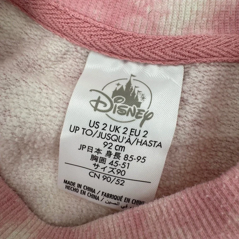 Disney Parks WDW Minnie Mouse Pink Tie Dye Ruffle Shoulder Sweatshirt Toddler 2